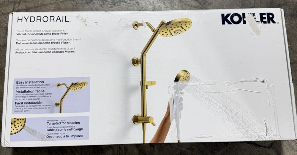 Kohler HydroRail Gold 3-in-1 Multifunctional Showerhead and Column Kit